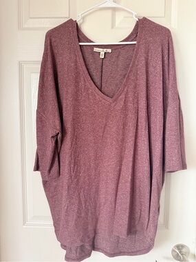 Express Oversized V-Neck Tunic Top - Dusty Mauve